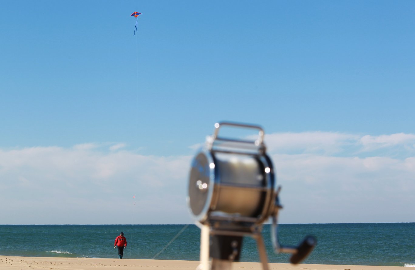 Le Porge 29 septembre 2015 Ocean Plage Centrale Pêche KITEFISHING La Peche au Cerf Volant avec Didier Vialard Pecher jusqu'à 1000 mètres depuis la côte sans lancer !